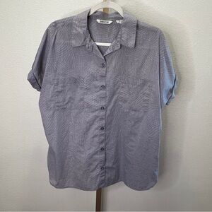 Orvis Short Sleeve Button Down Camp Shirt Grey Print Large